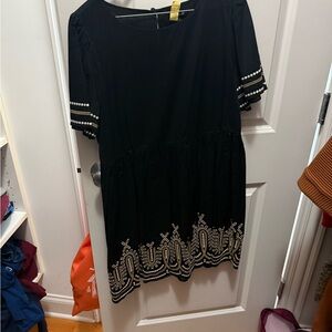 Madewell Black Dress with White and Gold Detailing; great condition
